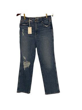 Good American Good Curve Straight Leg Distressed Jeans Sz 6/28